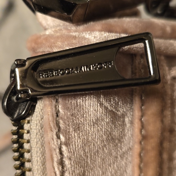 REBECCA MINKOFF Mini Mac Velvet Convertible Crossbody Putty/Gunmetal - Picture 5 of 5